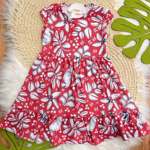 Vestido Plantinhas - Vermelho