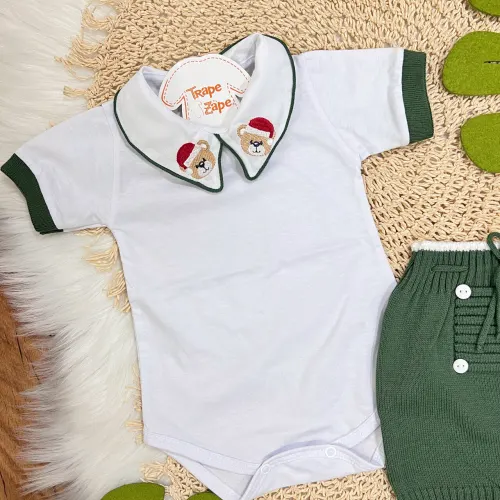 Conjunto de Linha Ursinho de Natal - Verde
