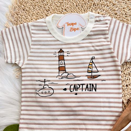 Conj. Camiseta Captain e Bermuda em Moletinho - Ferrugem