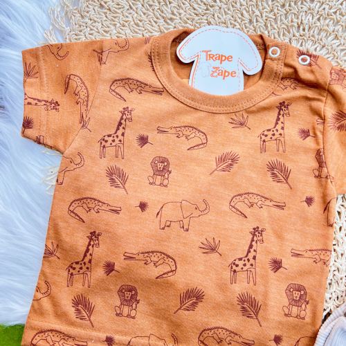 Conj. Camiseta Savana e Bermuda Canelada - Ferrugem