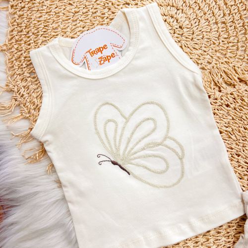 Conj. Regata Borboleta e Short em Linho - Off White