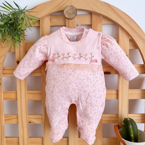 Macacão Trape Zape - Jardim de Flores com Tule - Rose com Bege