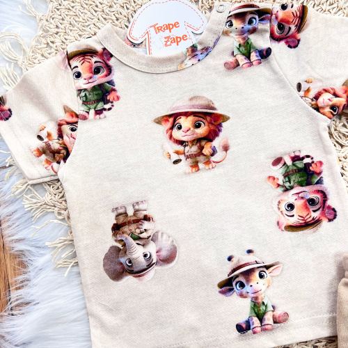 Conj. Camiseta Safari Baby e Bermuda - Areia