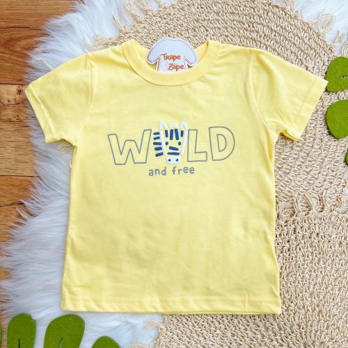  Conj. Camiseta Wild and Free e Bermuda Explore - Amarelo e Cinza
