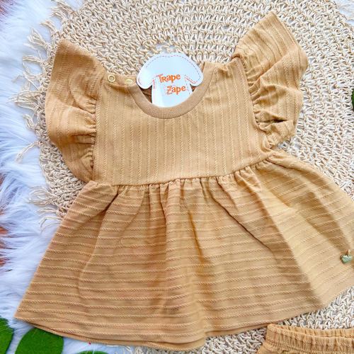Conj. Batinha Pingente Coração e Short - Areia