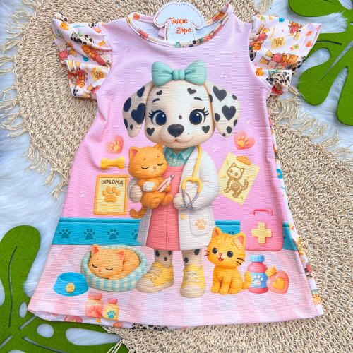  Vestido Futura Veterinária Cãozinho Rosa 
