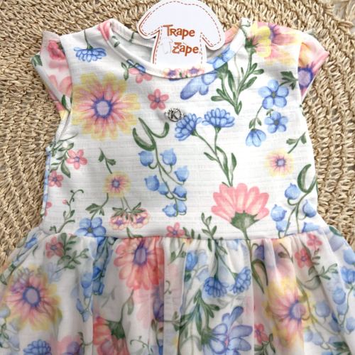 Vestido Floral com tule