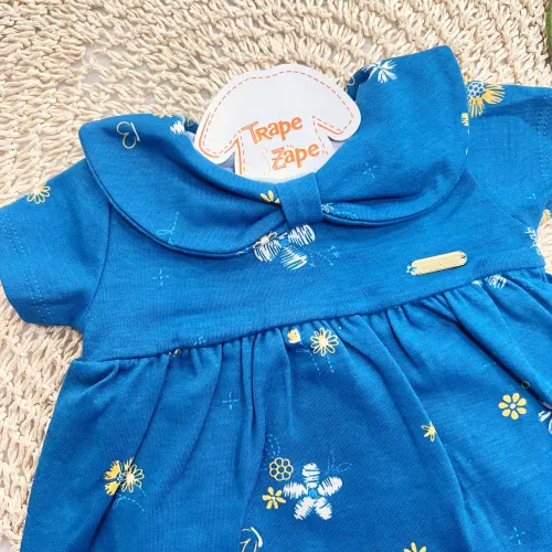 Body Vestido Floral Tropical - Azul Petróleo 