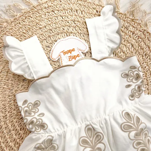 Vestido em Lese de Plantinhas - Off White