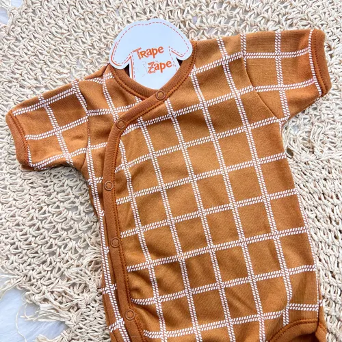 Body Kimono M/C Quadriculado - Ferrugem