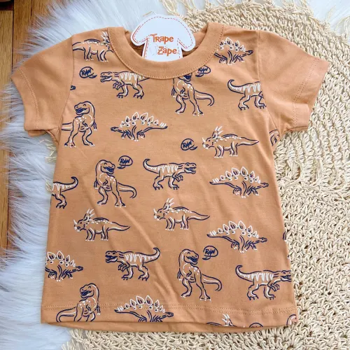  Conj. Camiseta Dinossauros Raw e Bermuda - Areia e Marinho