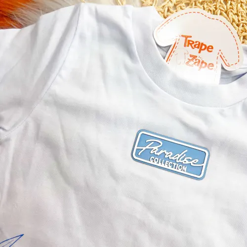 Conj. Camiseta Paradise Collection e Bermuda - Branco e Chumbo
