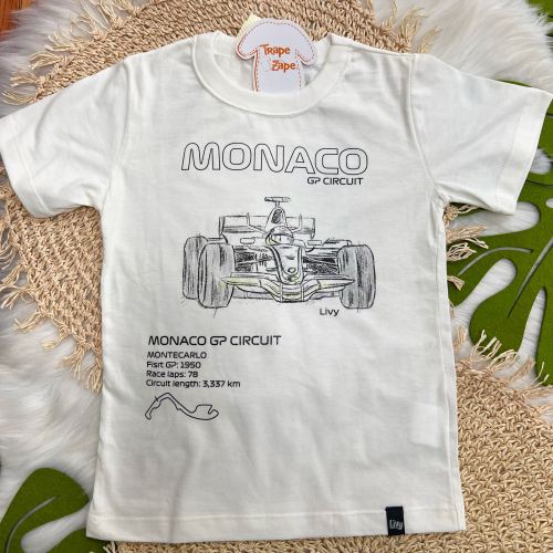 Conj. Camiseta Monaco GP e Bermuda - Off White e Preto