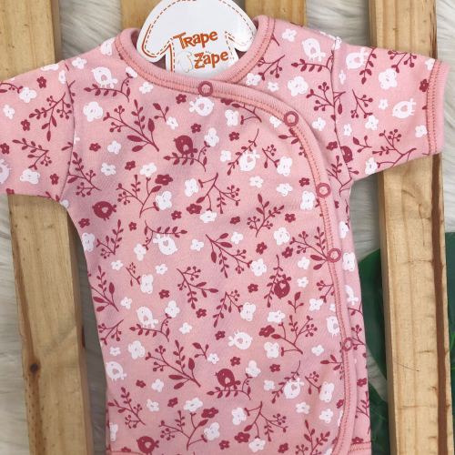 Body kimono M/c rosê passarinha florida bordo