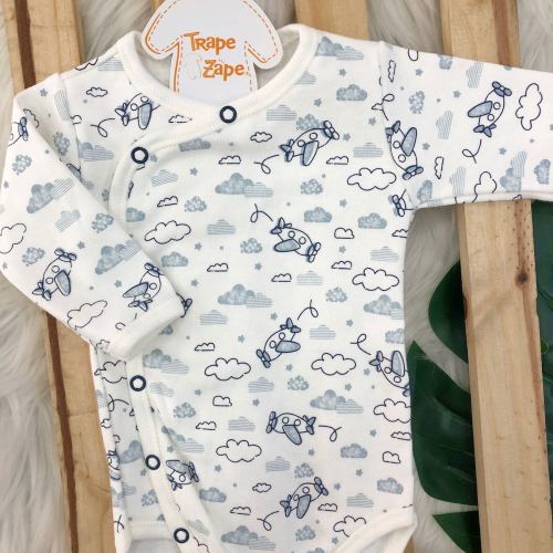 Body Kimono M/L Aviãozinho - Azul jeans