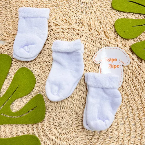 Kit 3 Meias Soquetes Trape Zape - Branco