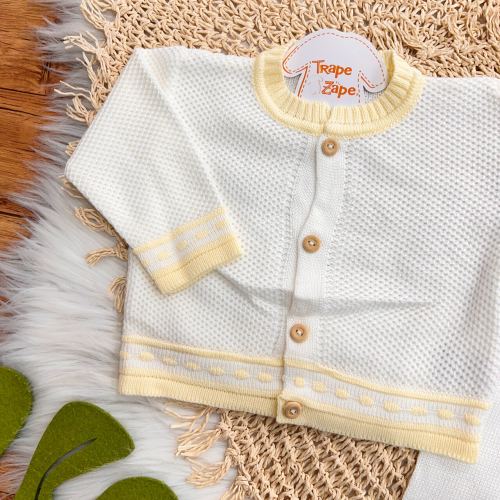 Conj de Linha Tijolinho - Branco com Amarelo