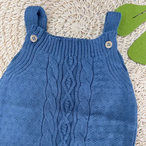 Jardineira Curta de Linha Losango - Azul Jeans