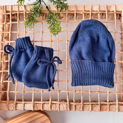 Kit Touca e Luva - Azul Jeans