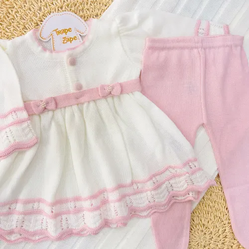 Saída de maternidade Carla - Branco com Rosa