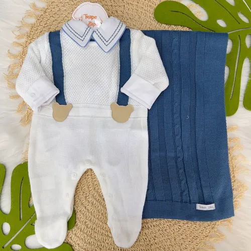  Saída de Maternidade Suspensório - Azul Jeans