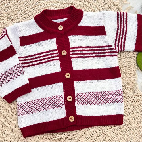 Conj de linha vermelho listrado e calça lisa