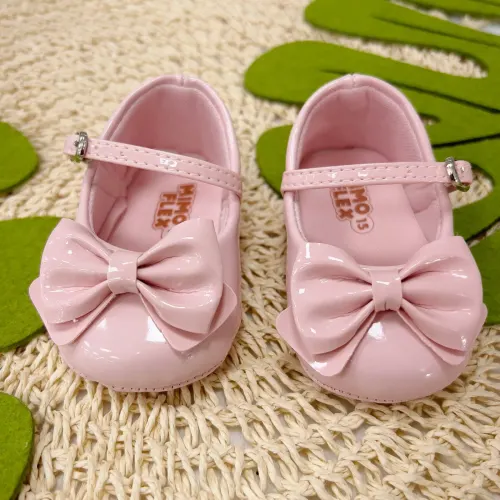  Sapato Boneca - Rosa com Laço Frontal
