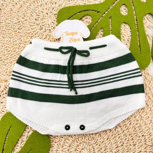 Tapa Fralda Linha Branco com Verde Militar