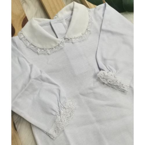 Body gola bordada- grypir com pérola branco punho princesa