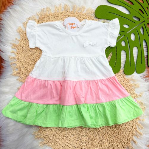 Vestido Três Marias - Off White, Rosa e Verde