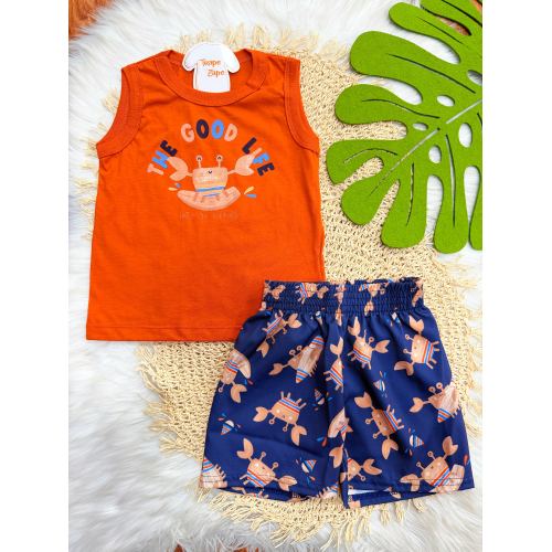 Conj. Regata The Good Life e Bermuda - Laranja 