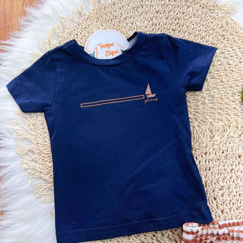 Conj. Camiseta Barquinho e Bermuda Listrada - Marinho