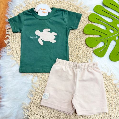 Conj. Camiseta Baby Turtle e Bermuda - Verde