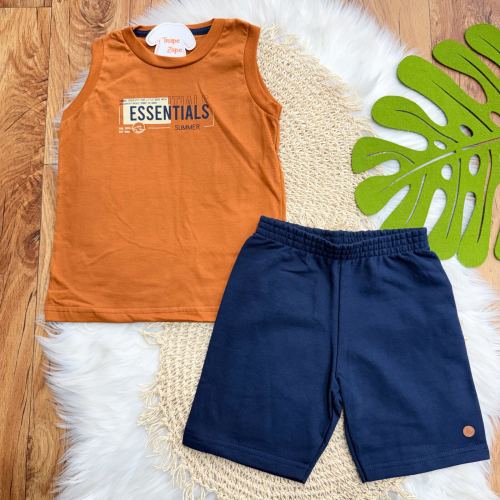 Conj. Regata Essentials e Bermuda - Ferrugem e Marinho