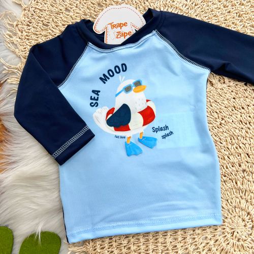 Conj. Blusa Sea Mood e Sunga com Proteção UV50+ - Azul 