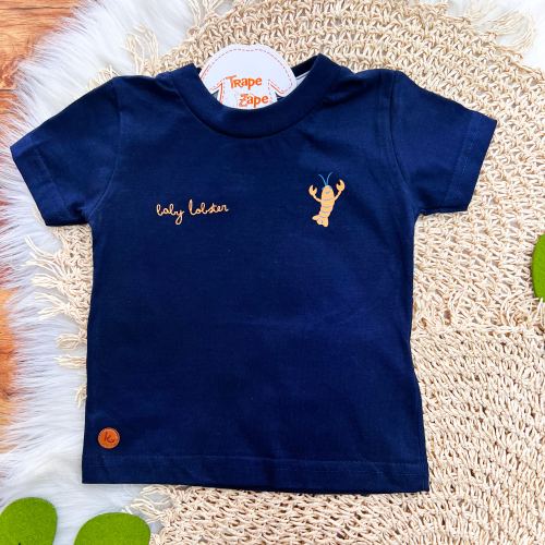 Conj. Camiseta Baby Lobster e Bermuda - Marinho e Areia