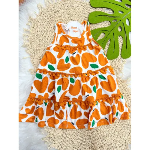 Vestido Caquis - Laranja e Off White