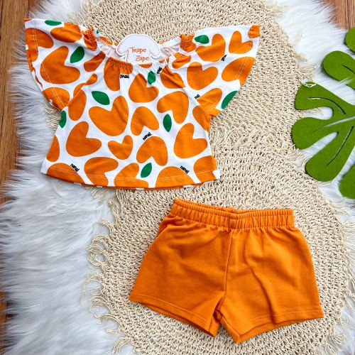  Conj. Blusa Caquis e Short - Laranja