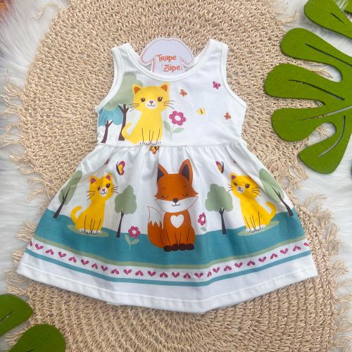 Vestido Bichinhos da Floresta - Off White 