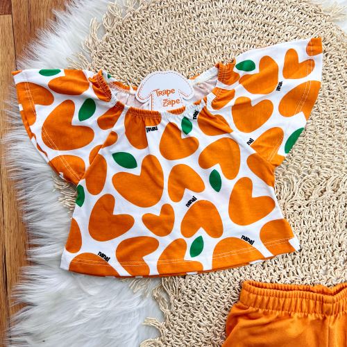  Conj. Blusa Caquis e Short - Laranja