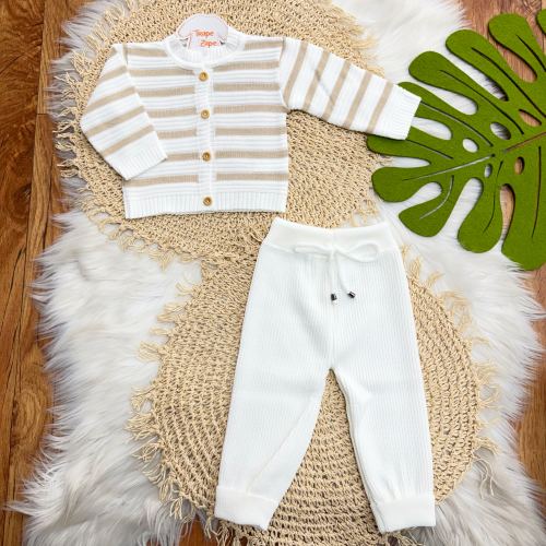 Conjunto de Linha Náutico - Areia e Off White