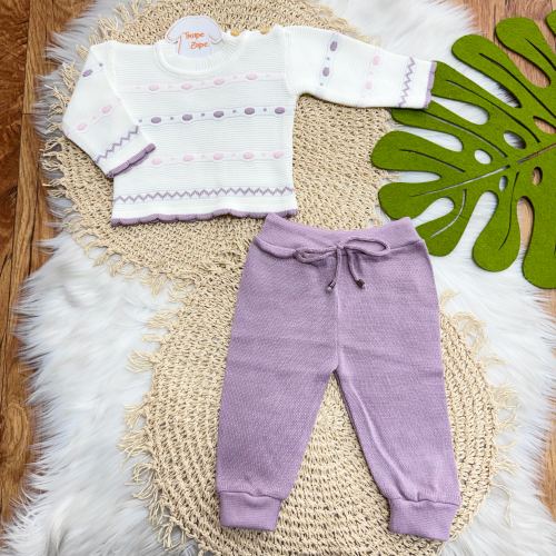 Conjunto de Linha Pétit - Lilás e Off White