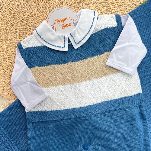 Saída de Maternidade Kayky - Azul Jeans e Areia