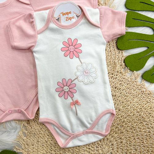  CONJ. DE MALHA 3 PEÇAS - Três Florzinhas Fofas - Rose