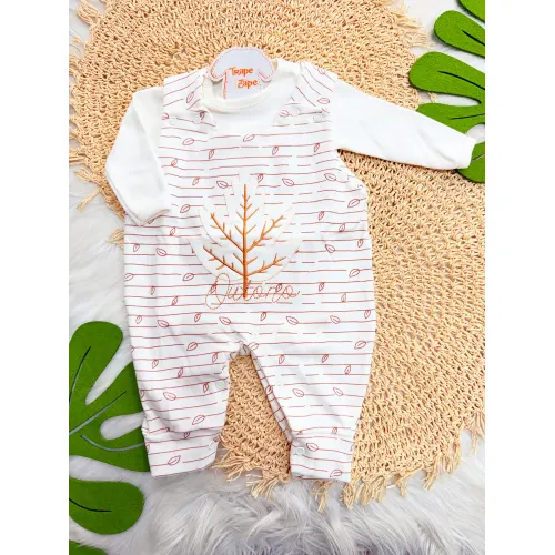 Conj. Body Manga Longa e Jardineira Outono - Off White e Areia