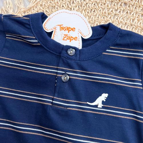 Conj. Camiseta Listrada e Bermuda - Marinho e Areia