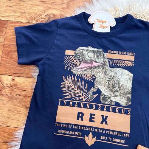 Conj. Camiseta Tyrannossaurus e Bermuda - Marinho