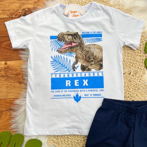 Conj. Camiseta Tyrannossaurus e Bermuda - Branco