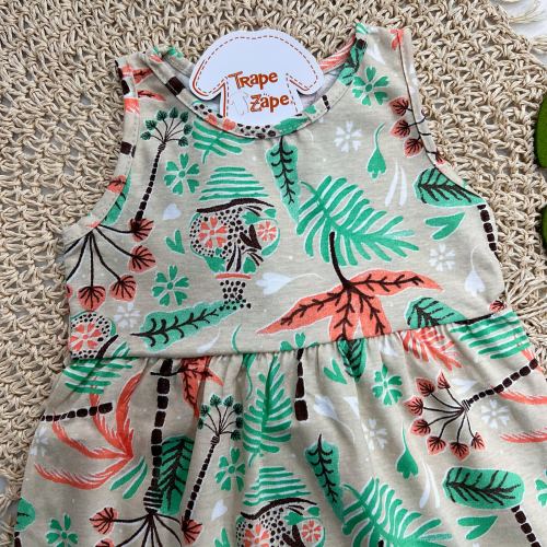 Vestido Plantas e Folhas - Areia