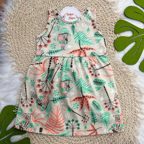 Vestido Plantas e Folhas - Areia